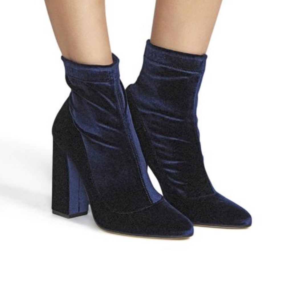 Tamara Mellon Blue Velvet Sock Boots